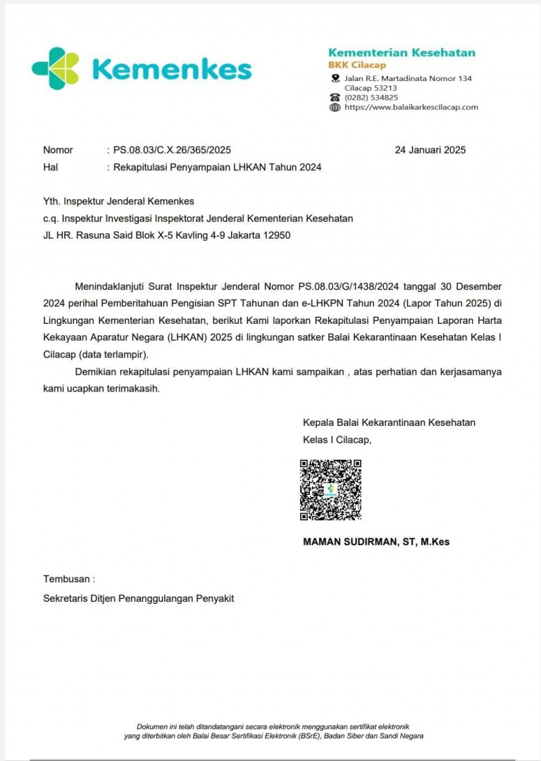 Rekapitulasi Penyampaian LHKAN Tahun 2024