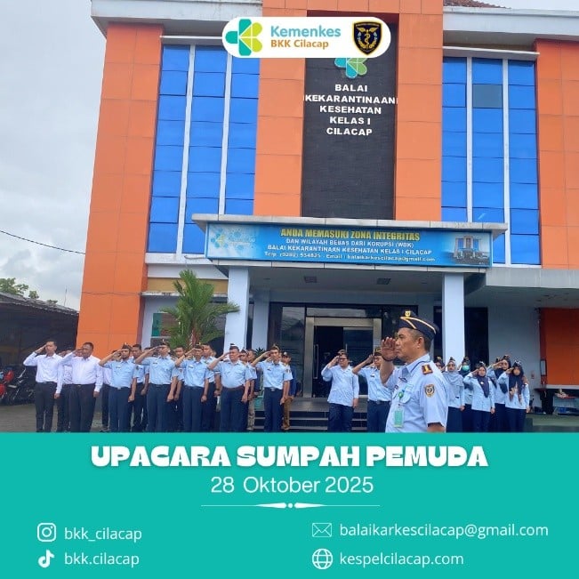 Semangat Pemuda di Tengah Gerimis: Balai Kekarantinaan Kesehatan Kelas I Cilacap Gelar Upacara Hari Sumpah Pemuda ke-97